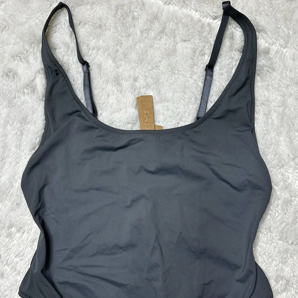NWT Skims Signature Swim Scoop Neck One-Piece Swimsuit in Gunmetal Women’s L, 3X